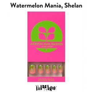 NEW Red Aspen Press-On Nail Short Squoval Ombre Glitter Watermelon Mania Shelan